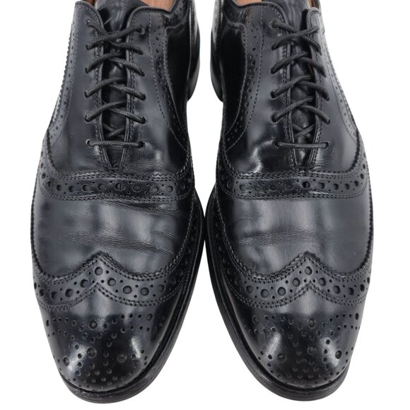 Allen Edmonds McAllister Black Leather Dress Shoes Mens 8A Wingtip Brogue Oxford - Picture 1 of 13